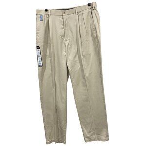 Haggar Mens Classic Fit Khaki Pants 38W X 34L Stretch Fabric Machine Washable NW
